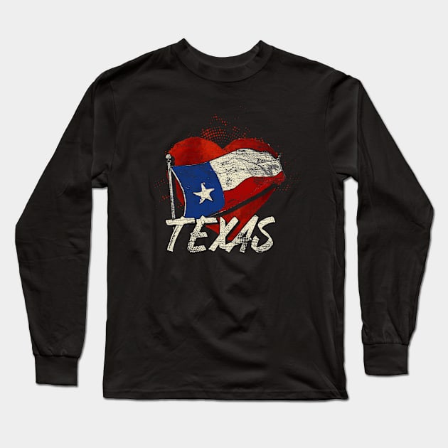 USA Flag Texas Texan Long Sleeve T-Shirt by ShirtsShirtsndmoreShirts